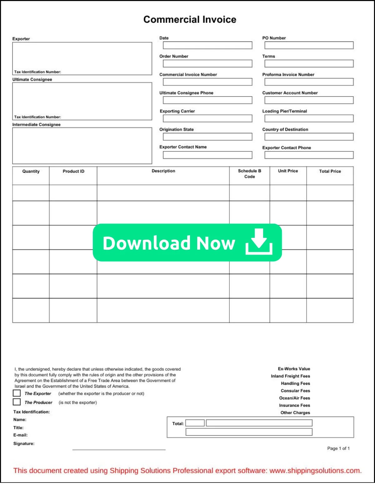 Commercial Invoice | Download Now