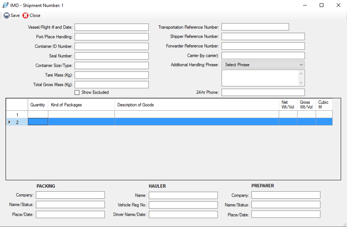 The IMO Dangerous Goods Screen in Shipping Solutions export documentation software