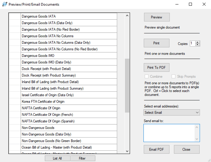 Printing the IATA Dangerous Goods form from the Shipping Solutions software