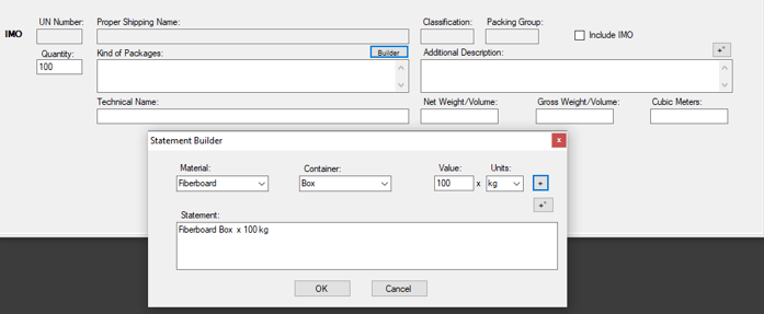 Entering IMO product information into Shipping Solutions export documentation software