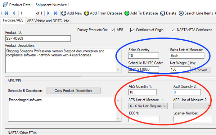 Entering Product Quantity for AES | Shipping Solutions