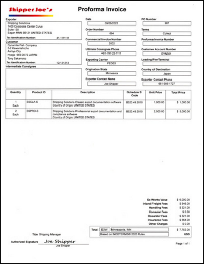 Proforma Invoice | Shipping Solutions